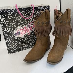 Blazing Roxx Brown Fringe Cowgirl Boots Girls Sz 2.5